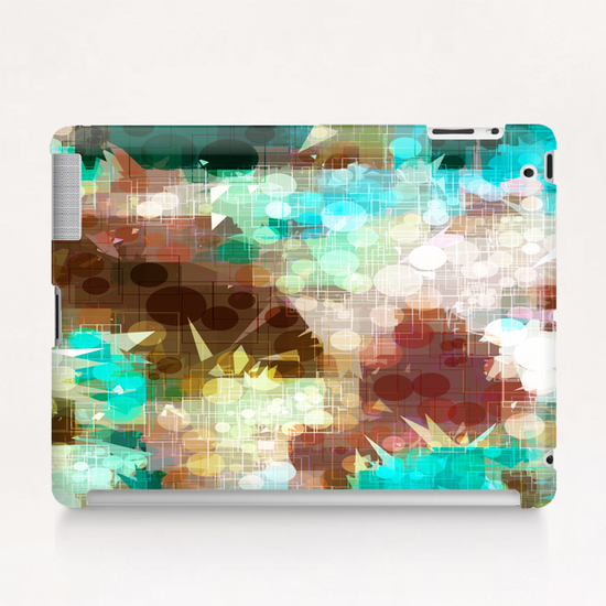 geometric circle and triangle pattern abstract in blue and brown Tablet Case by Timmy333