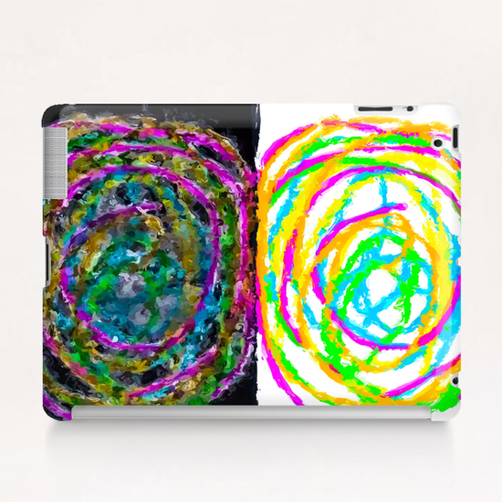 colorful circle pattern drawing abstract with black and white background Tablet Case by Timmy333