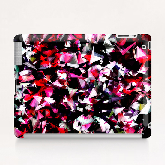 psychedelic geometric triangle polygon abstract pattern in red pink black Tablet Case by Timmy333