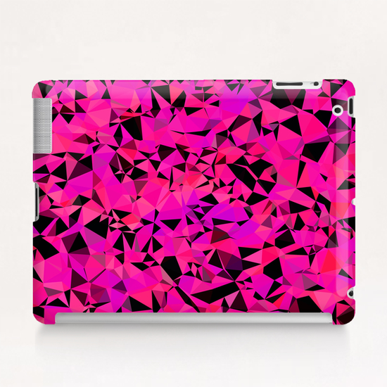 geometric triangle pattern abstract in pink and black Tablet Case by Timmy333