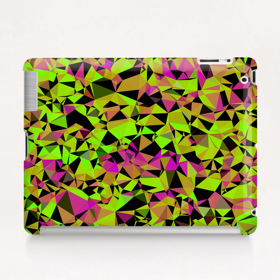 geometric triangle pattern abstract in green black pink Tablet Case by Timmy333