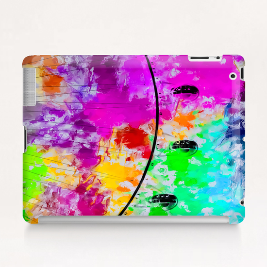 ferris wheel with pink blue green red yellow painting abstract background Tablet Case by Timmy333