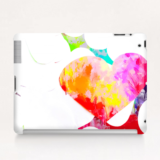 heart shape pattern with red pink blue yellow orange painting abstract background Tablet Case by Timmy333