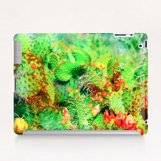 green cactus with yellow and red flower in the desert Tablet Case by Timmy333