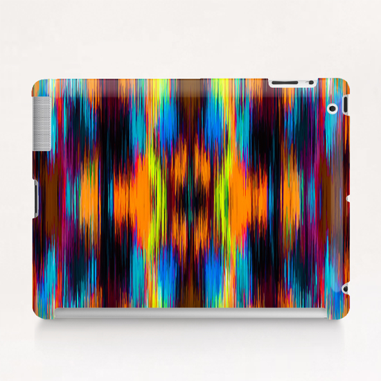 vintage psychedelic geometric abstract pattern in orange brown blue yellow Tablet Case by Timmy333