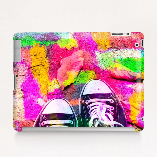 canvas shoes with colorful painting abstract in pink yellow green blue Tablet Case by Timmy333