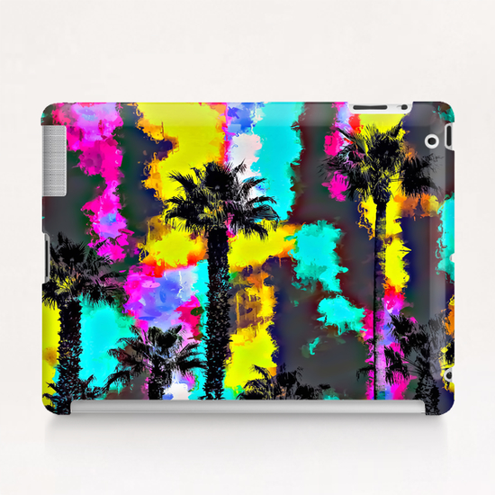 palm tree pattern with painting texture abstract in green blue yellow pink Tablet Case by Timmy333