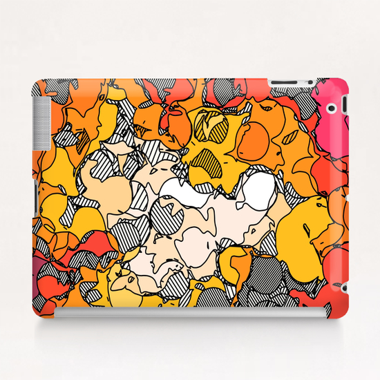 psychedelic graffiti drawing and painting circle pattern in pink orange and yellow Tablet Case by Timmy333