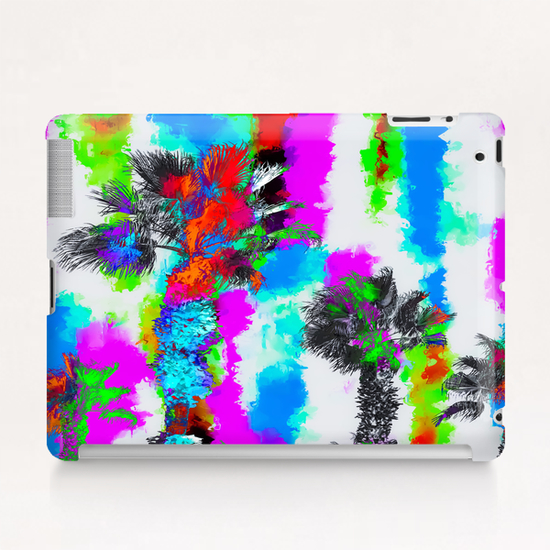 palm tree with colorful painting abstract background in blue pink green orange red Tablet Case by Timmy333