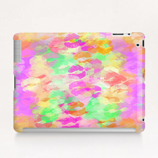 sexy kiss lipstick abstract pattern in pink orange yellow green Tablet Case by Timmy333