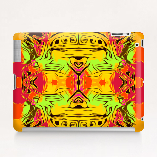 skull head with yellow green red and orange background Tablet Case by Timmy333