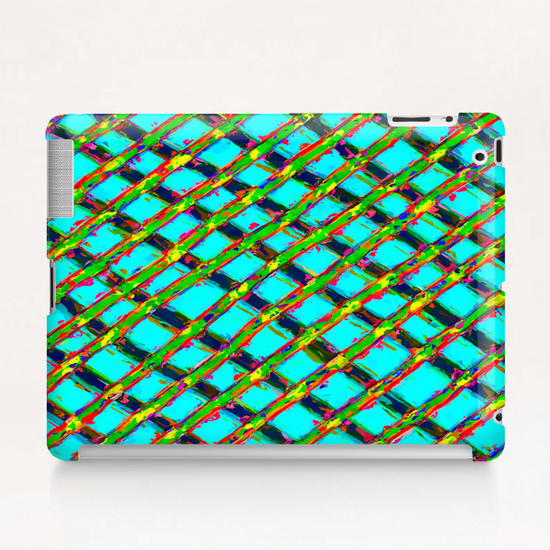 line pattern painting abstract background in blue green red yellow Tablet Case by Timmy333