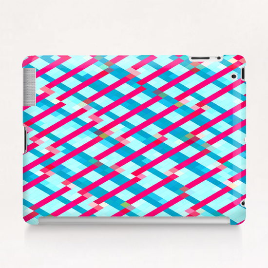 geometric pixel square pattern abstract background in blue pink Tablet Case by Timmy333