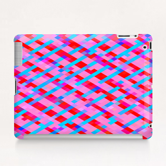 geometric pixel square pattern abstract background in pink blue red Tablet Case by Timmy333