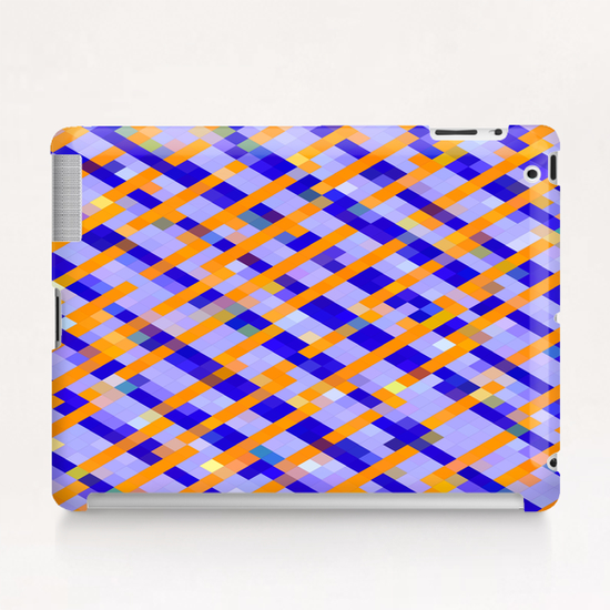 geometric pixel square pattern abstract background in orange blue purple Tablet Case by Timmy333