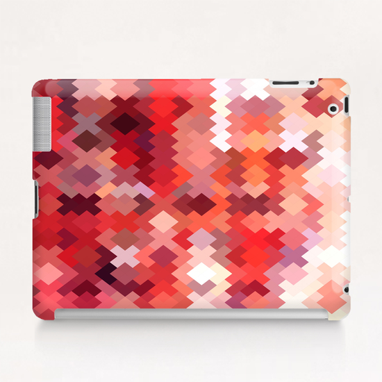 geometric square pixel pattern abstract in red and brown Tablet Case by Timmy333