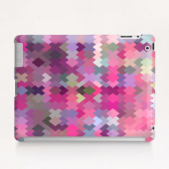 geometric square pixel pattern abstract in pink and purple Tablet Case by Timmy333