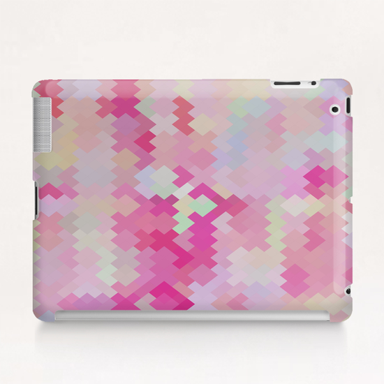 geometric square pixel pattern abstract in pink Tablet Case by Timmy333