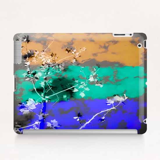 tree branch with leaf and painting abstract background in brown blue green black Tablet Case by Timmy333