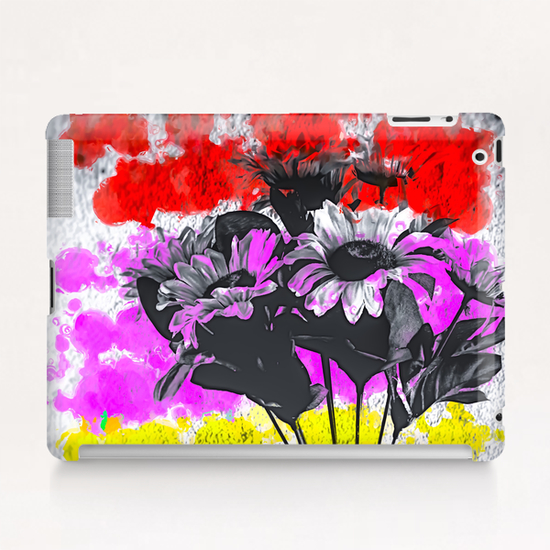 flower with colorful painting abstract background in red pink yellow Tablet Case by Timmy333