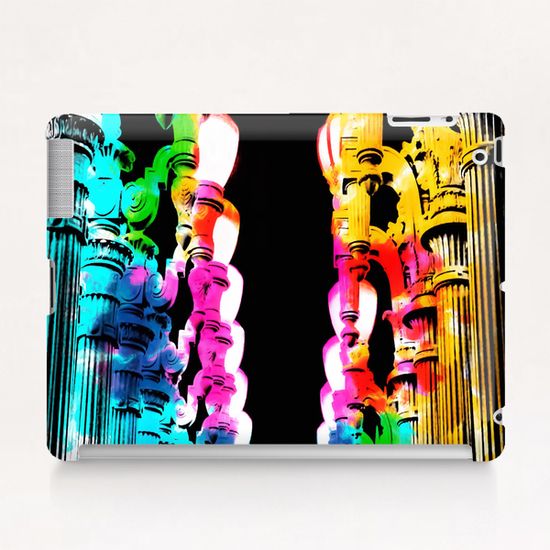 Urban light and LACMA, USA with colorful painting abstract in blue pink green red yellow Tablet Case by Timmy333