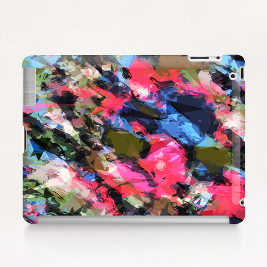 psychedelic geometric pattern painting abstract background in pink blue green Tablet Case by Timmy333