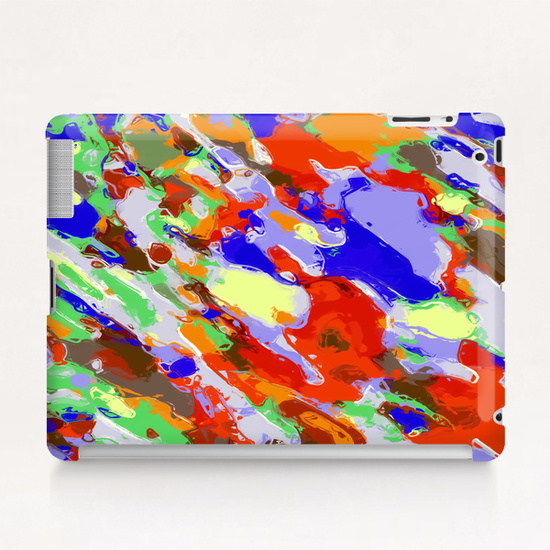 camouflage pattern painting abstract background in red blue green yellow brown purple Tablet Case by Timmy333