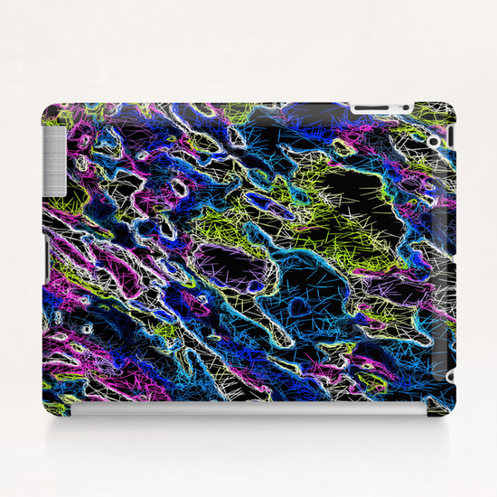 psychedelic rotten sketching texture abstract background in blue yellow pink Tablet Case by Timmy333