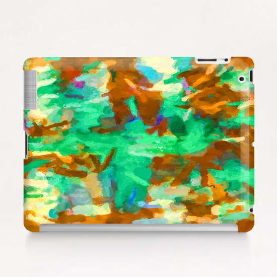 splash painting texture abstract background in green and brown Tablet Case by Timmy333