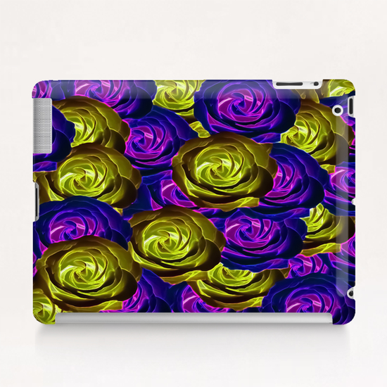 blooming rose texture pattern abstract background in pink purple yellow Tablet Case by Timmy333