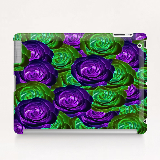 blooming rose texture pattern abstract background in purple and green Tablet Case by Timmy333