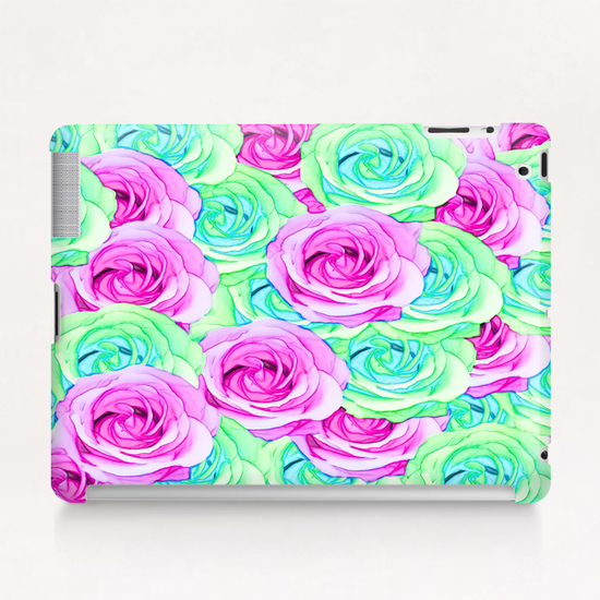 blooming rose texture pattern abstract background in pink and green Tablet Case by Timmy333