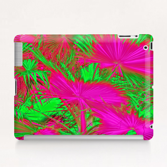 closeup palm leaf texture abstract background in pink and green Tablet Case by Timmy333