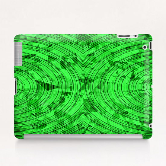 psychedelic geometric circle pattern abstract background in green Tablet Case by Timmy333