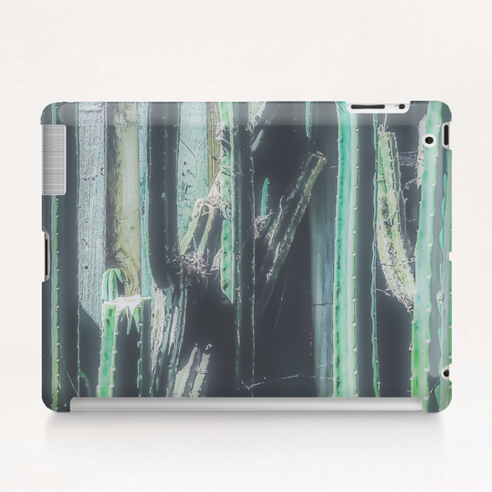 closeup green cactus with old vintage wood background Tablet Case by Timmy333