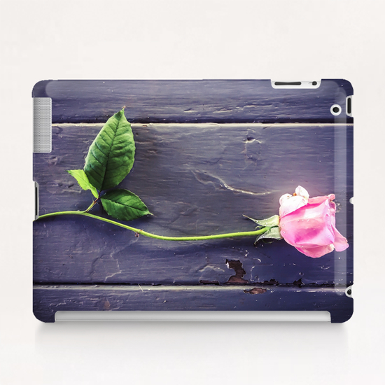 pink rose with wood table background Tablet Case by Timmy333