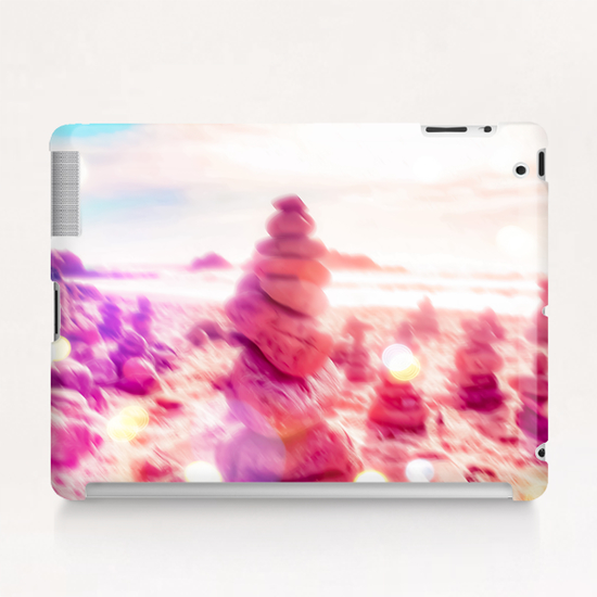 stone balancing at the sandy beach with summer bokeh light Tablet Case by Timmy333