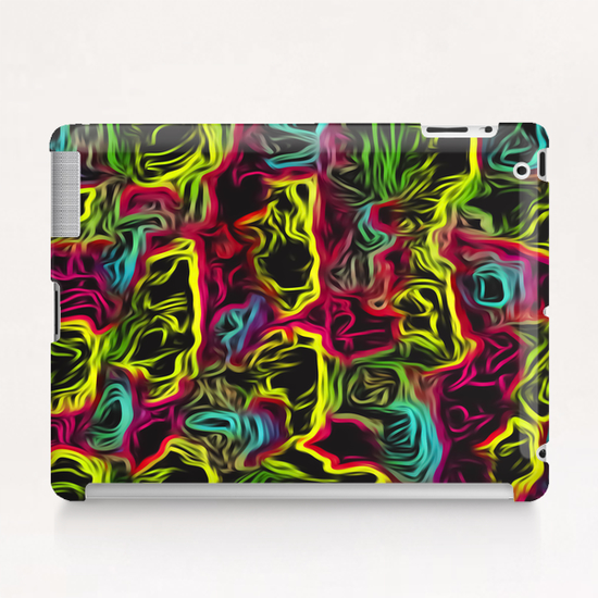 psychedelic painting texture abstract background in pink blue yellow Tablet Case by Timmy333