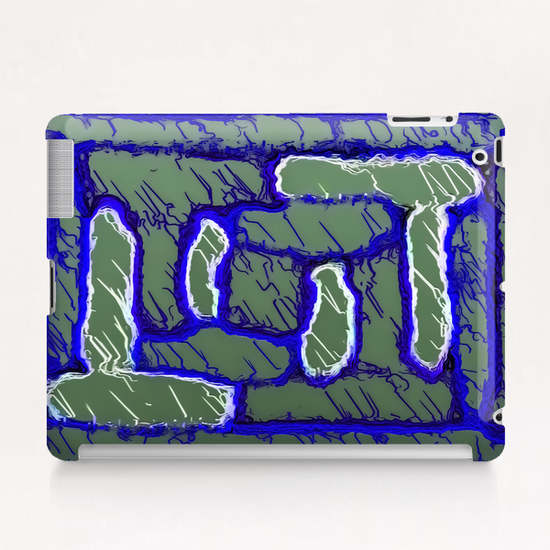 vintage psychedelic painting texture abstract background in dark blue and grey Tablet Case by Timmy333