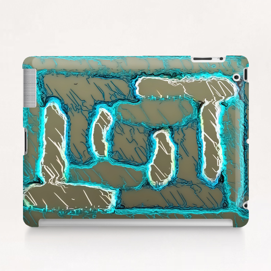 vintage psychedelic painting texture abstract background in blue and grey Tablet Case by Timmy333