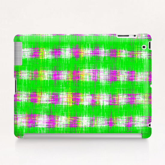 plaid pattern abstract texture in green pink white Tablet Case by Timmy333