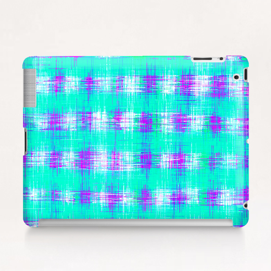 plaid pattern graffiti painting abstract in blue green and pink Tablet Case by Timmy333