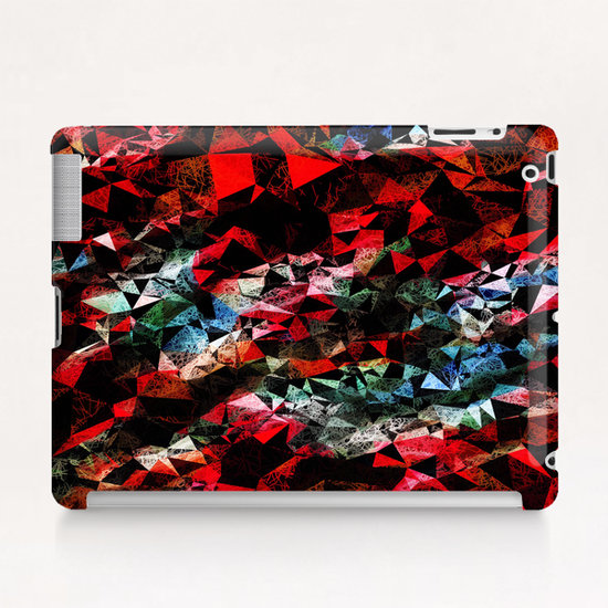 psychedelic geometric polygon triangle pattern abstract in red blue and black Tablet Case by Timmy333