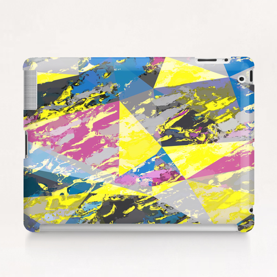 psychedelic geometric triangle pattern abstract with painting abstract background in pink blue yellow Tablet Case by Timmy333