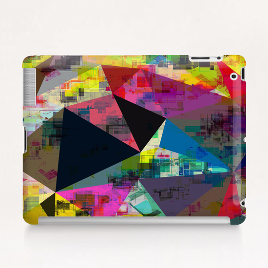 psychedelic geometric triangle pattern abstract with painting abstract background in pink blue yellow red green Tablet Case by Timmy333