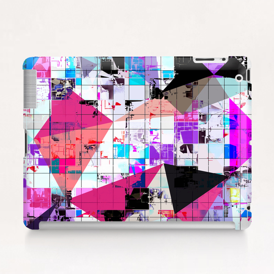 geometric triangle and square pattern abstract in pink purple blue Tablet Case by Timmy333