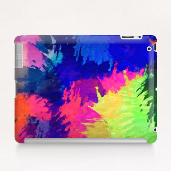 painting texture abstract background in blue pink yellow green Tablet Case by Timmy333