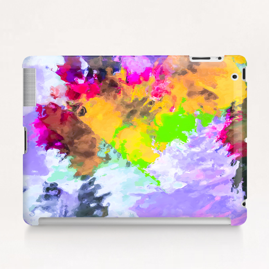 painting texture abstract background in purple yellow green pink Tablet Case by Timmy333