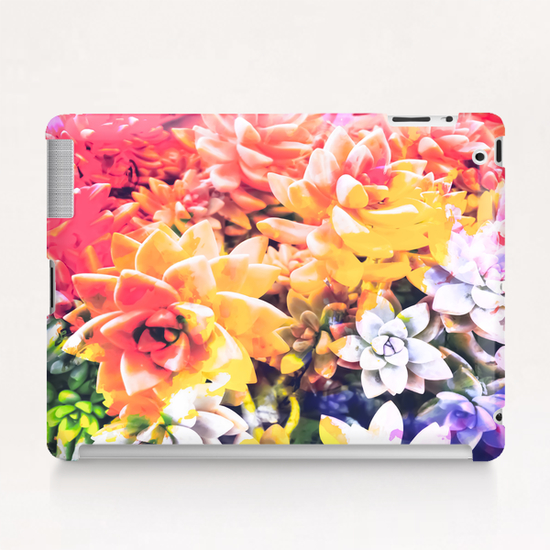 closeup of the succulents leaves texture with splash painting abstract Tablet Case by Timmy333