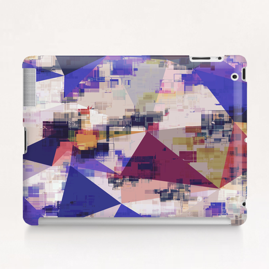 psychedelic geometric triangle polygon pattern abstract in blue purple brown Tablet Case by Timmy333